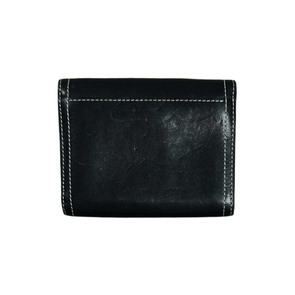 Coach Black Leather Trifold Snap Closure Wallet Womens - Picture 2 of 4